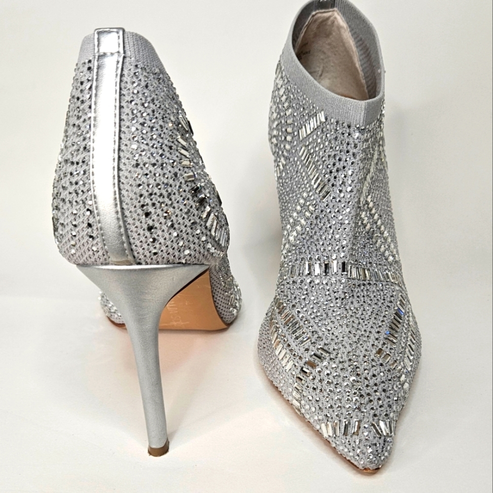 Silver Rhinestone Booties